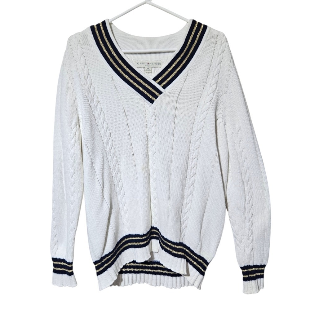 Vintage 80s Tommy Hilfiger Angora/Lambswool Women 1X Cable-Knit Pullover Sweater